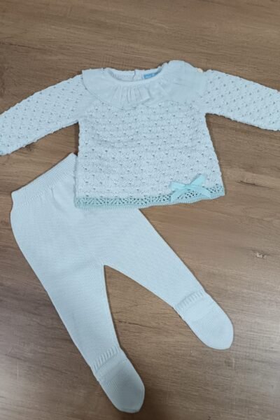 Conjunto bebé de hilo dos piezas polaina manga larga
