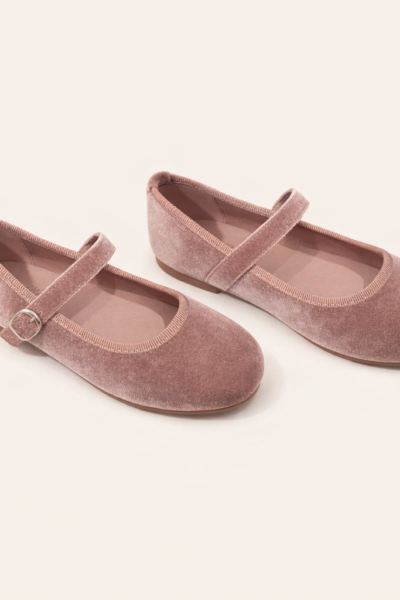 Merceditas niña taupe terciopelo elegante