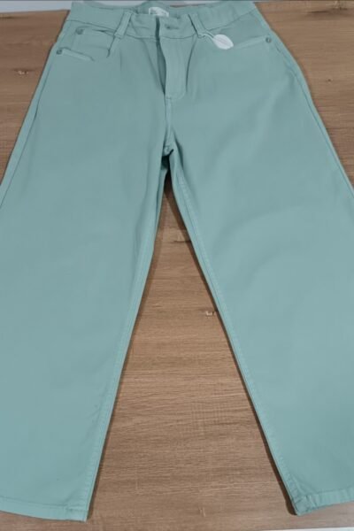 Pantalón niña palazzo ancho verde eucalipto