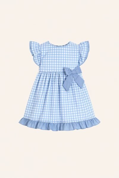 Vestido niña azul cuadros familia Caracol