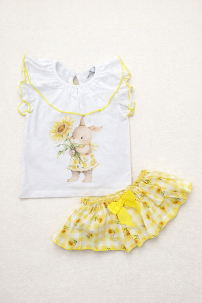 Conjunto bebé niña conejito girasoles