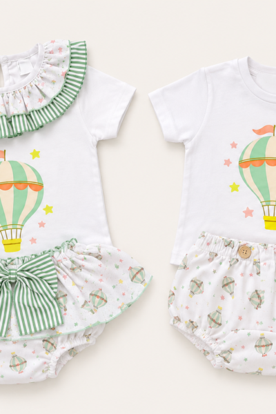 Conjunto globo hermanos bebé a juego