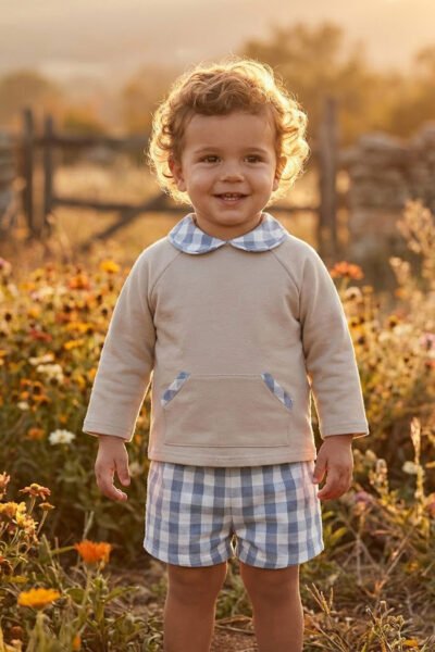 Conjunto infantil niño cuadros jarrón