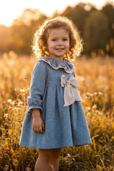 Vestido infantil lazo lunares