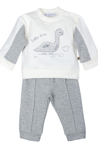 Conjunto pololo deporte dinosaurio gris
